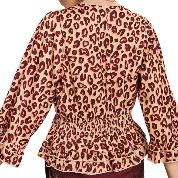 Scotch & Soda Leopard Ruffle Blouse V Neck XS - Picture 4 of 7